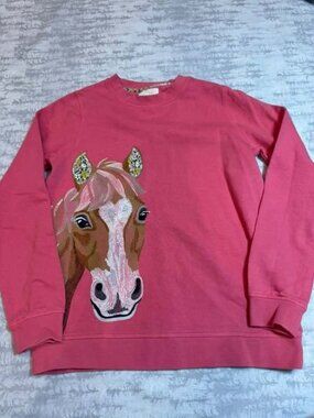 Mini Boden Pink Horse Applique Sweatshirt 10-11Y